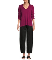 Eileen Fisher Organic Linen Cotton Blend V-Neck Long Sleeve Sweater