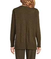 Eileen Fisher Organic Linen Cotton Blend V-Neck Long Sleeve Sweater