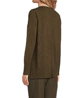 Eileen Fisher Organic Linen Cotton Blend V-Neck Long Sleeve Sweater