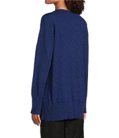 Eileen Fisher Organic Linen Cotton Blend V-Neck Long Sleeve Sweater