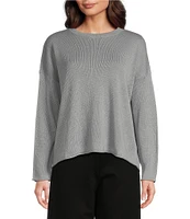 Eileen Fisher Organic Linen Cotton Cord Crew Neck Long Sleeve Top