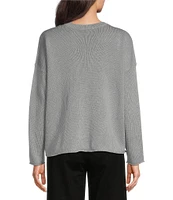 Eileen Fisher Organic Linen Cotton Cord Crew Neck Long Sleeve Top