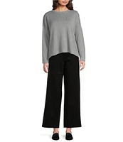 Eileen Fisher Organic Linen Cotton Cord Crew Neck Long Sleeve Top