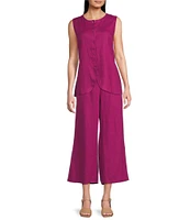 Eileen Fisher Organic Linen Elastic Waist Wide Leg Pants