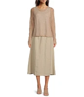 Eileen Fisher Organic Linen Gathered Pull-On Skirt