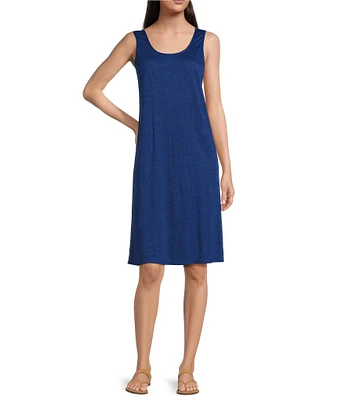 Eileen Fisher Organic Linen Jersey Scoop Neck Sleeveless Dress