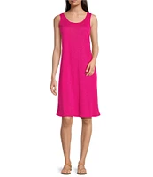 Eileen Fisher Organic Linen Jersey Scoop Neck Sleeveless Dress