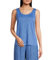 Eileen Fisher Organic Linen Jersey Scoop Neck Sleeveless Tank