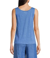 Eileen Fisher Organic Linen Jersey Scoop Neck Sleeveless Tank