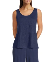 Eileen Fisher Organic Linen Jersey Scoop Neck Sleeveless Tank