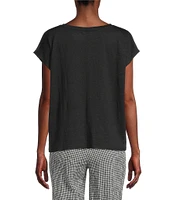 Eileen Fisher Organic Linen Jersey V-Neck Cap Sleeve Top