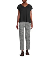 Eileen Fisher Organic Linen Jersey V-Neck Cap Sleeve Top