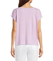 Eileen Fisher Organic Linen Jersey V-Neck Cap Sleeve Top