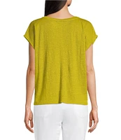 Eileen Fisher Organic Linen Jersey V-Neck Cap Sleeve Top