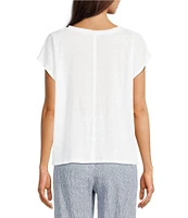 Eileen Fisher Organic Linen Jersey V-Neck Cap Sleeve Top