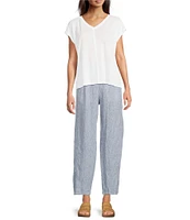 Eileen Fisher Organic Linen Jersey V-Neck Cap Sleeve Top