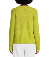 Eileen Fisher Organic Linen Knit Crew Neck Long Raglan Sleeve Sweater