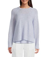 Eileen Fisher Organic Linen Knit Crew Neck Long Raglan Sleeve Sweater