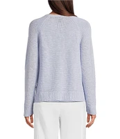 Eileen Fisher Organic Linen Knit Crew Neck Long Raglan Sleeve Sweater
