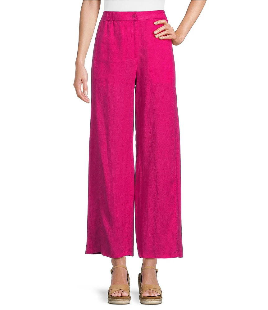 Eileen Fisher Organic Linen Mid Rise Straight Leg Pants