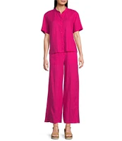 Eileen Fisher Organic Linen Mid Rise Straight Leg Pants