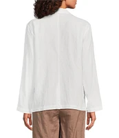 Eileen Fisher Organic Linen Notch Lapel Long Sleeve Double Breasted Blazer