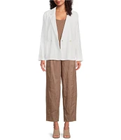 Eileen Fisher Organic Linen Notch Lapel Long Sleeve Double Breasted Blazer