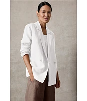 Eileen Fisher Organic Linen Notch Lapel Long Sleeve Double Breasted Blazer