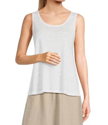 Eileen Fisher Organic Linen Scoop Neck Sleeveless Jersey Knit Tank