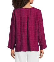 Eileen Fisher Organic Linen Split Round Neck Bracelet Sleeve Top
