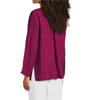 Eileen Fisher Organic Linen Split Round Neck Bracelet Sleeve Top
