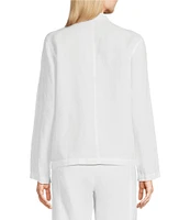 Eileen Fisher Organic Linen V-Neck High Collar Long Sleeve Jacket