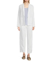 Eileen Fisher Organic Linen V-Neck High Collar Long Sleeve Jacket