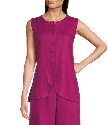 Eileen Fisher Organic Linen V-Neck Sleeveless Vest