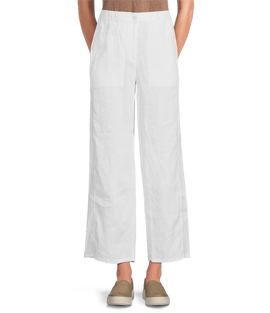 Eileen Fisher Organic Linen Wide Leg Ankle Pants