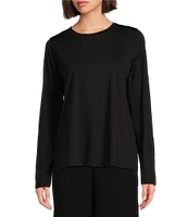 Eileen Fisher Organic Pima Cotton Jersey Crew Neck Long Sleeve Tee Shirt