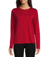 Eileen Fisher Organic Pima Cotton Jersey Crew Neck Long Sleeve Tee Shirt