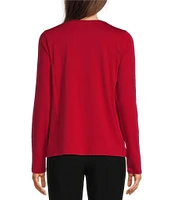 Eileen Fisher Organic Pima Cotton Jersey Crew Neck Long Sleeve Tee Shirt