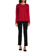 Eileen Fisher Organic Pima Cotton Jersey Crew Neck Long Sleeve Tee Shirt