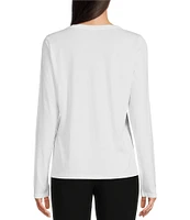 Eileen Fisher Organic Pima Cotton Jersey Crew Neck Long Sleeve Tee Shirt