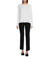 Eileen Fisher Organic Pima Cotton Jersey Crew Neck Long Sleeve Tee Shirt