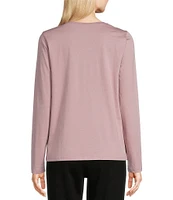 Eileen Fisher Organic Pima Cotton Jersey Crew Neck Long Sleeve Tee Shirt