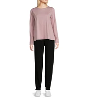 Eileen Fisher Organic Pima Cotton Jersey Crew Neck Long Sleeve Tee Shirt