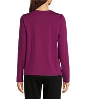 Eileen Fisher Organic Pima Cotton Jersey Crew Neck Long Sleeve Tee Shirt