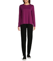 Eileen Fisher Organic Pima Cotton Jersey Crew Neck Long Sleeve Tee Shirt