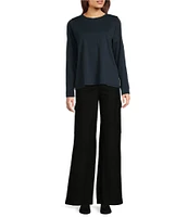 Eileen Fisher Organic Pima Cotton Jersey Crew Neck Long Sleeve Tee Shirt