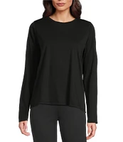 Eileen Fisher Organic Pima Cotton Jersey Crew Neck Long Sleeve Tee Shirt