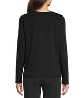 Eileen Fisher Organic Pima Cotton Jersey Crew Neck Long Sleeve Tee Shirt