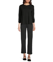 Eileen Fisher Organic Pima Cotton Jersey Crew Neck Long Sleeve Tee Shirt