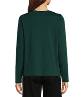 Eileen Fisher Organic Pima Cotton Jersey Crew Neck Long Sleeve Tee Shirt